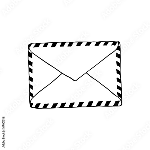 Mail icon, closed envelope, email symbol. Sketch letter. Hand drawn doodle cartoon style. Vector drawing illustration. Letter icon. Closed outline envelope