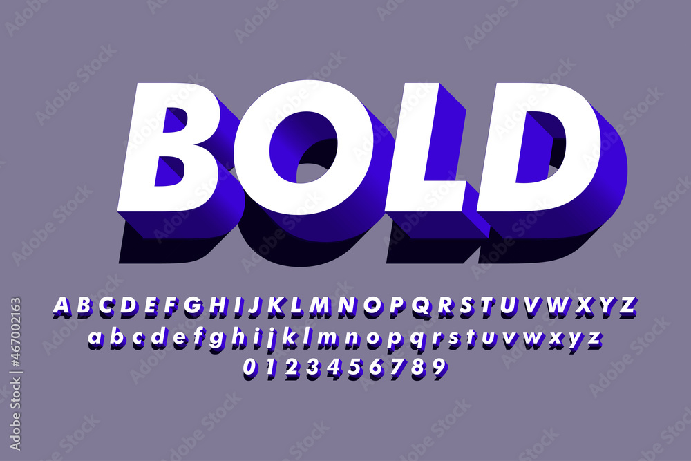 Fototapeta premium modern styled 3D trendy font and alphabet for poster, sticker