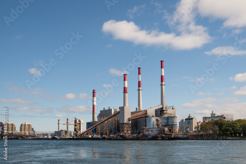 Ravenswood Generating Station - a large power plant in Long Island City in Queens, New York which sfueled primarily by fuel oil  and natural gas. © Heidi