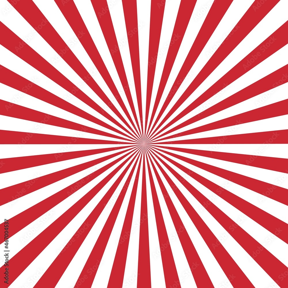 Fototapeta premium Red and white Sunburst Pattern Background. Rays. Sunburst background. Vector illustration. Red and white radial background.