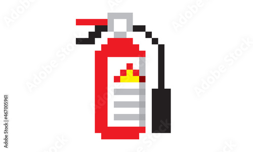 fire extinguisher pixel art 8 bits retro classic vintage design for web pages, apps, social media, animation and advertising