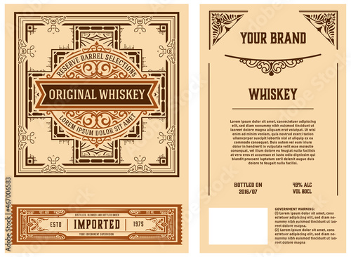 Whiskey label with old frames