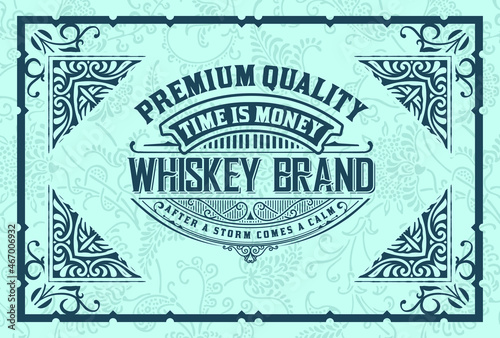 Whiskey label with old frames