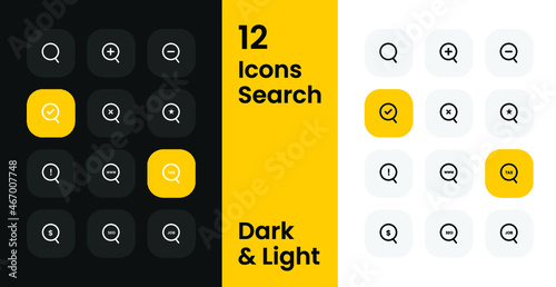 Search icon Pack, Dark & Light search icon collection,  job, SEO, www, tax, dollar, Outline icons collection. Simple vector illustration, web and mobile icons set