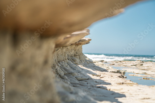 coast with cliffs near Mahia Peninsula in New Zealand during summer