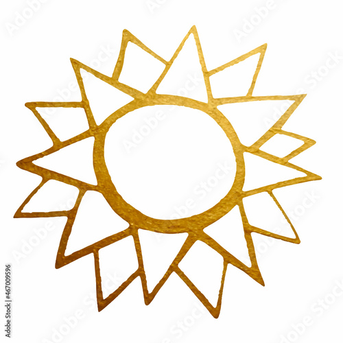 line sun Icon, linear drawing on white background
