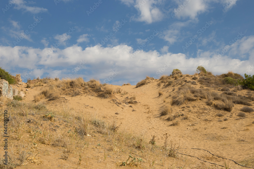 Sand dune blue sky background Sand dune blue sky background