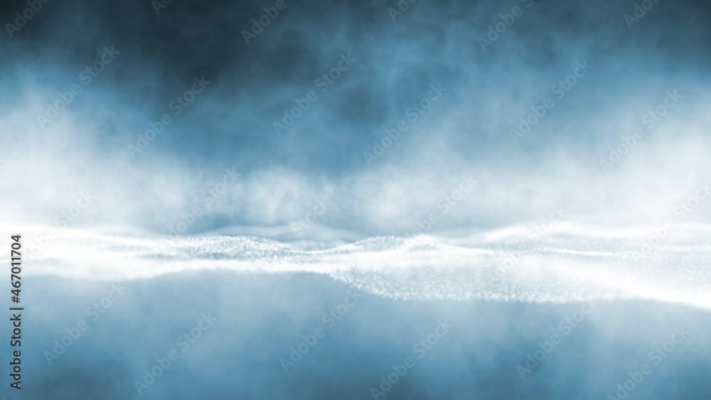 Blurry shiny dots slowly waving on bright foggy copy space animation background.