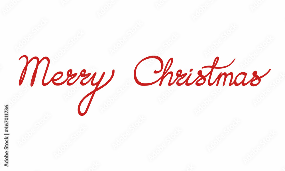 Merry Christmas card with red hand drawn lettering isolated on white. Trendy illustration, Good for web and print