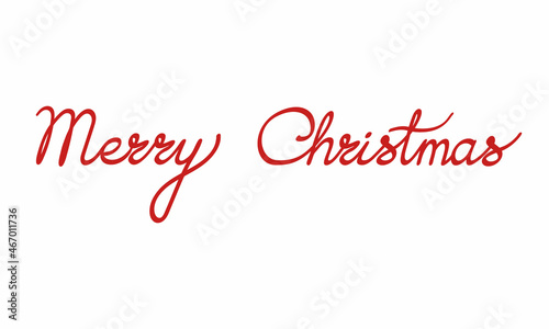 Merry Christmas card with red hand drawn lettering isolated on white. Trendy illustration  Good for web and print