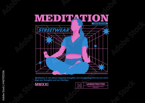 Meditation, Yoga t shirt design, vector graphic, typographic poster or tshirts