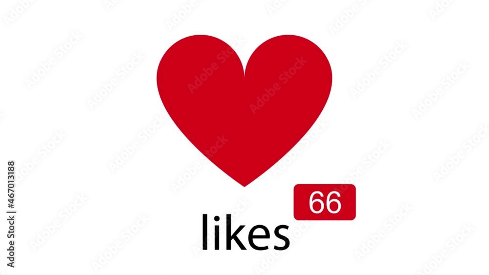 stop motion like video - social media likes - a lot of likes - red heart on white background stop motion like video - social media likes - a lot of likes - red heart on white background