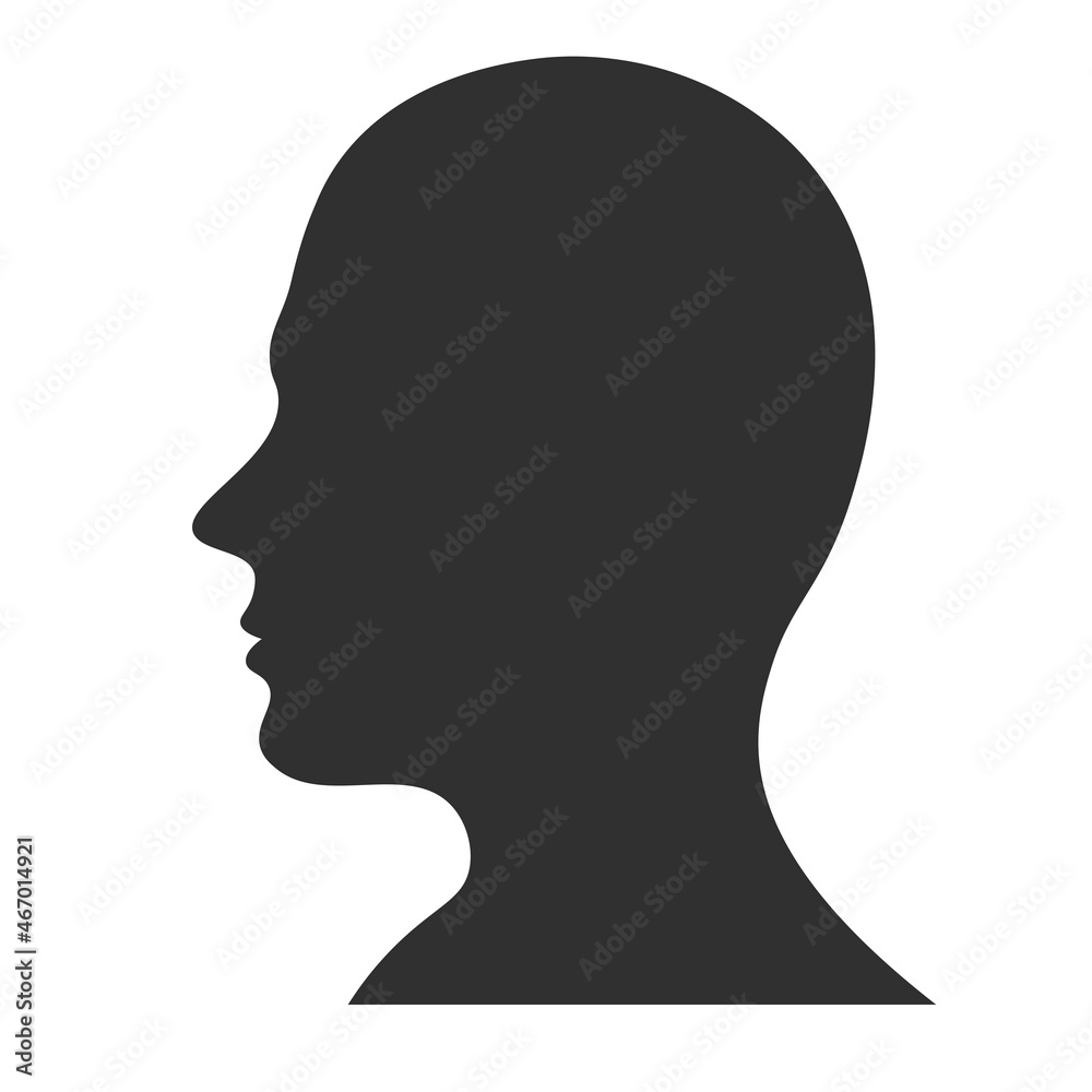 Human head profile black shadow silhouette. vector illustration
