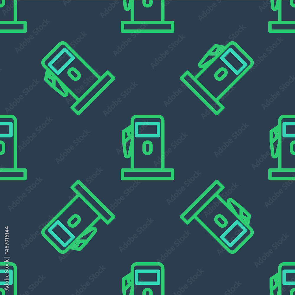 Line Petrol or Gas station icon isolated seamless pattern on blue background. Car fuel symbol. Gasoline pump. Vector Line Petrol or Gas station icon isolated seamless pattern on blue background. Car fuel symbol. Gasoline pump. Vector