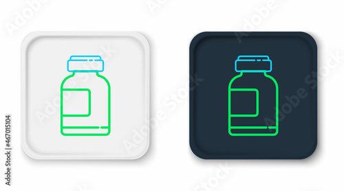Line Sports nutrition bodybuilding proteine power drink and food icon isolated on white background. Colorful outline concept. Vector