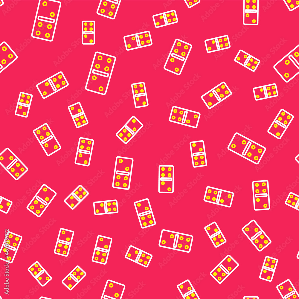 Line Domino icon isolated seamless pattern on red background. Vector Line Domino icon isolated seamless pattern on red background. Vector