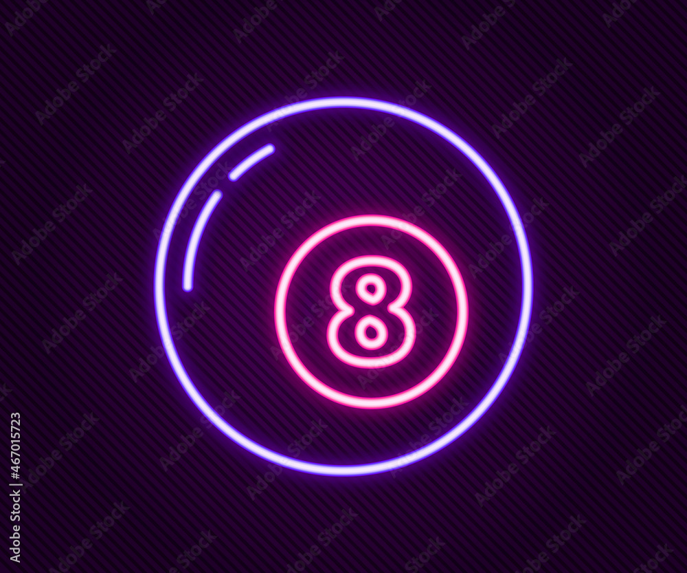 Glowing neon line Billiard pool snooker ball icon isolated on black background. Colorful outline concept. Vector