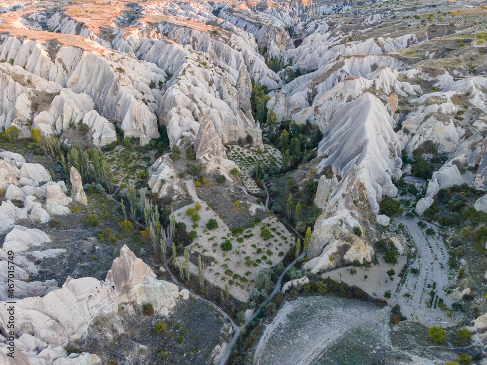 Cappadocia landscape, aerial view. Adventure in Turkey tourist destination Cappadocia valley Cappadocia landscape, aerial view. Adventure in Turkey tourist destination Cappadocia valley