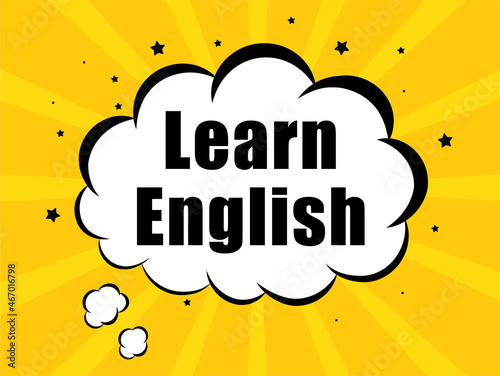 Learn English in yellow bubble background