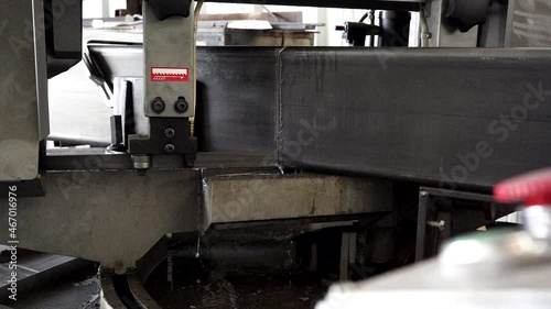 Bandsaw Cutting Through Metal 4K