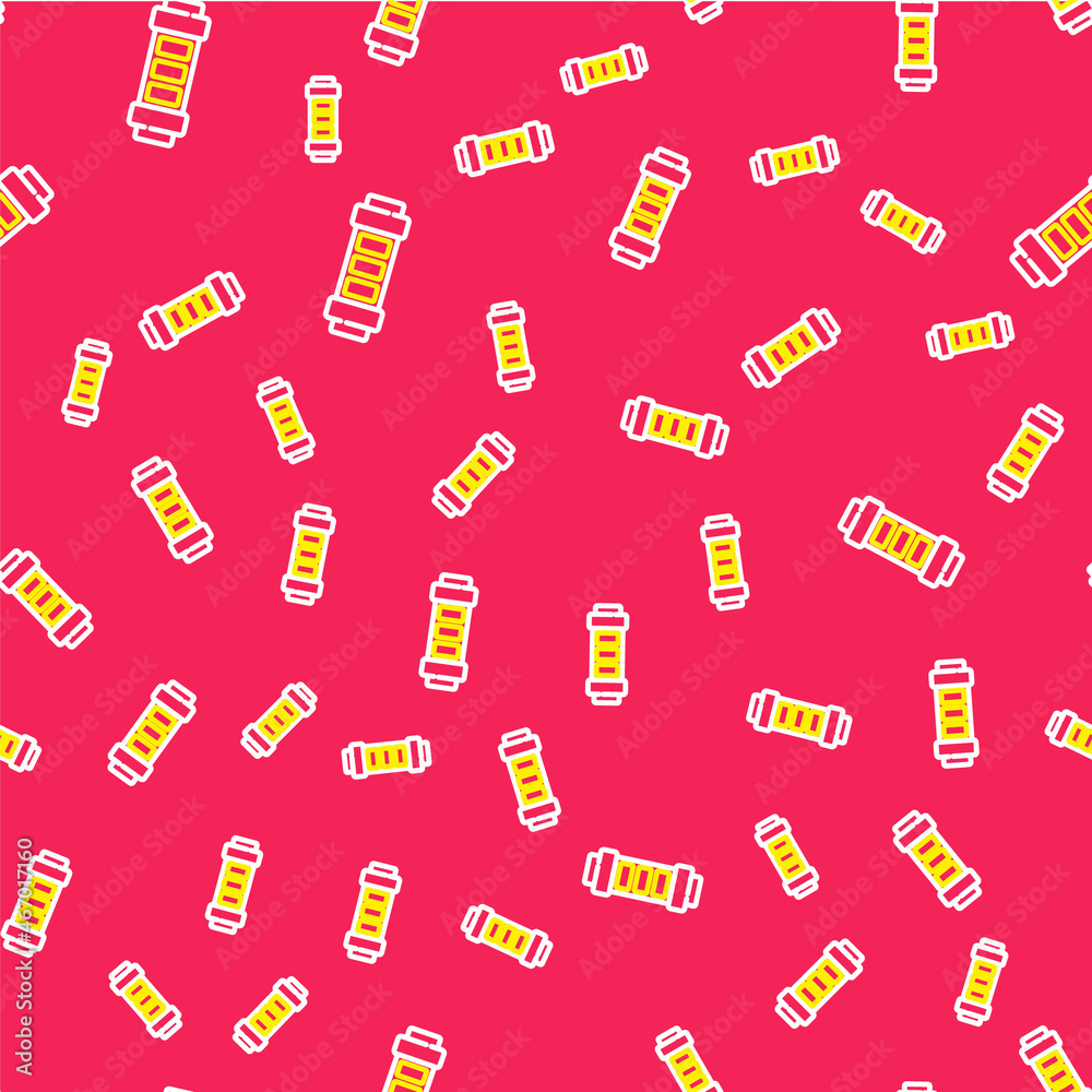 Line Battery charge level indicator icon isolated seamless pattern on red background. Vector Line Battery charge level indicator icon isolated seamless pattern on red background. Vector