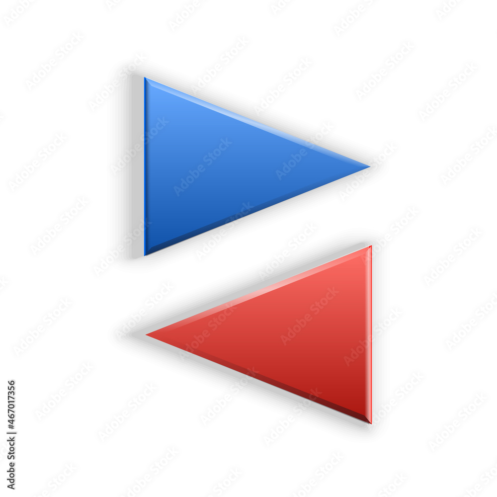 Vector blue and red Arrow banners set. Direct shape. 3d Abstract Business infographic presentation diagram. Section compare service. Up and down trend. Flat Paper index Exact pointer Isolated on white Vector blue and red Arrow banners set. Direct shape. 3d Abstract Business infographic presentation diagram. Section compare service. Up and down trend. Flat Paper index Exact pointer Isolated on white