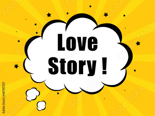 Love Story in yellow bubble background