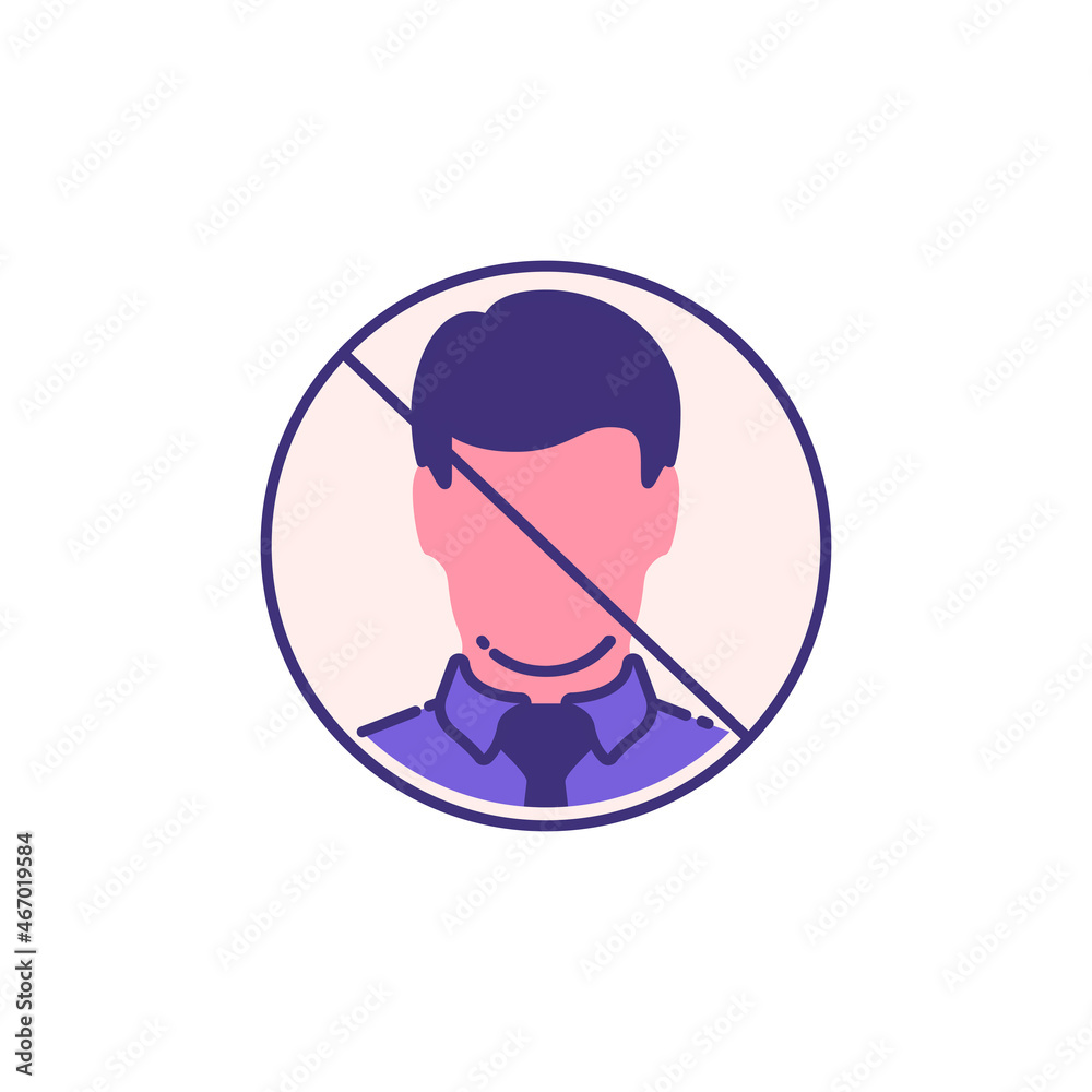 No Face Mask, No Entry Wrong and Right Wear red flat line Icon banner isolated on white background. No entry without face mask sign. Coronavirus covid19 prevention creative illustration banner.