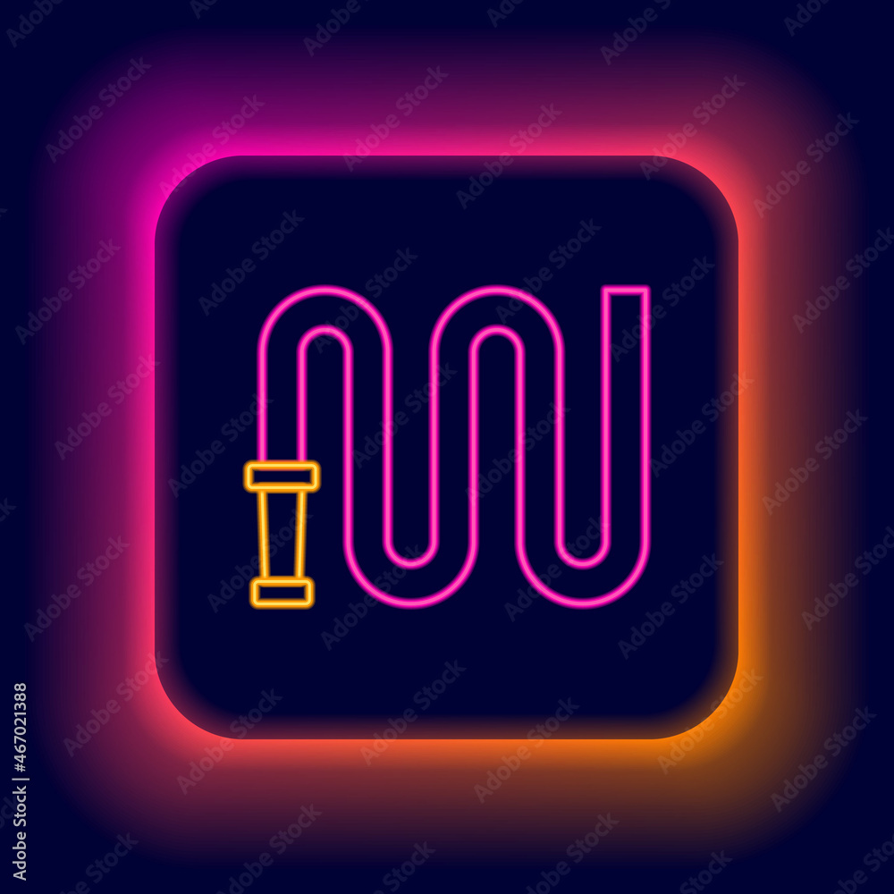 Glowing neon line Fire hose reel icon isolated on black background. Colorful outline concept. Vector Glowing neon line Fire hose reel icon isolated on black background. Colorful outline concept. Vector