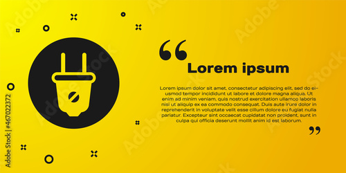 Black Electric plug icon isolated on yellow background. Concept of connection and disconnection of the electricity. Vector