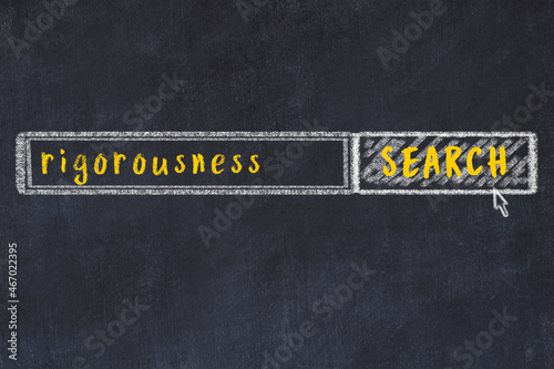 Search engine concept. Looking for rigorousness. Simple chalk sketch and inscription