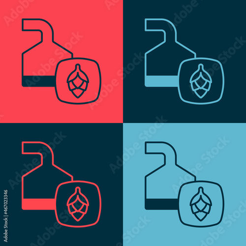 Pop art Traditional brewing vessels in brewery icon isolated on color background. Beer brewing process. Distillery plant, brewery. Vector