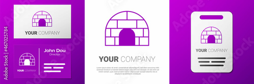 Logotype Igloo ice house icon isolated on white background. Snow home, Eskimo dome-shaped hut winter shelter, made of blocks. Logo design template element. Vector