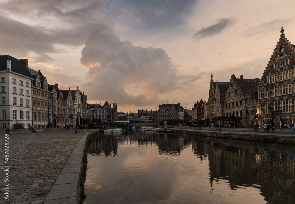 Evening cityscape in Gent.