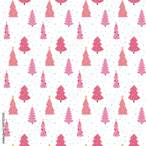 Christmas digital paper with fir trees