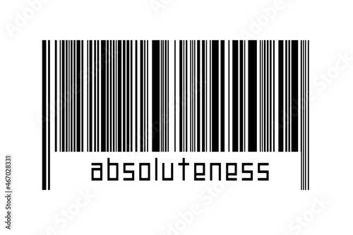 Barcode on white background with inscription absoluteness below photo