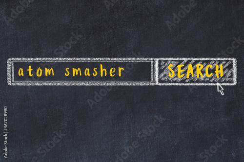Chalk sketch of browser window with search form and inscription atom smasher