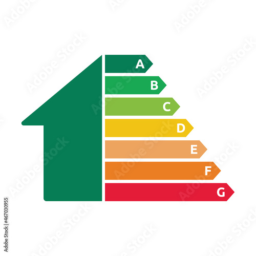 Energy Performance Certificate - Illustration of a house with EPC ratings to display energy efficiency