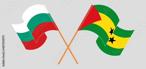 Crossed flags of Bulgaria and Sao Tome and Principe. Official colors. Correct proportion