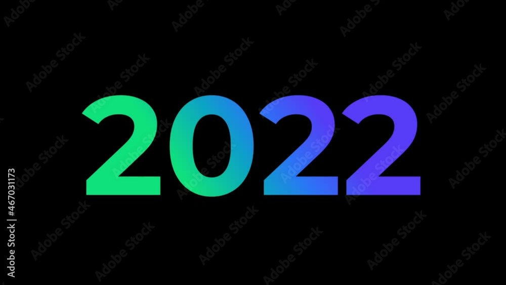Happy New Year. Colorful neon light 2022 on black background. Animation Happy New Year. Colorful neon light 2022 on black background. Animation