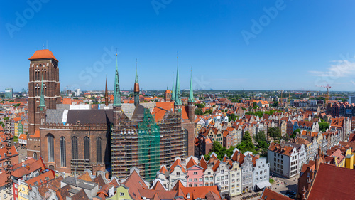Danzig, Blick vom Rathausturm auf die Marienkirche