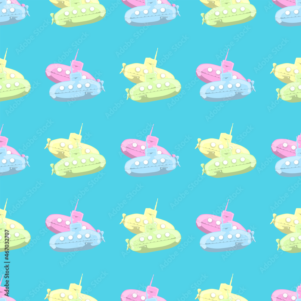 Cartoon-styled submarine seamless pattern. Cartoon-styled submarine seamless pattern.