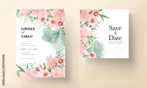 watercolor wedding invitation beautiful flower  template