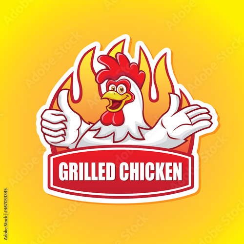 Fried Grilled Chicken Mascot Logo Vector Design