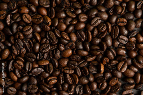 lots of coffee beans  close up. Background. coffee seeds.
