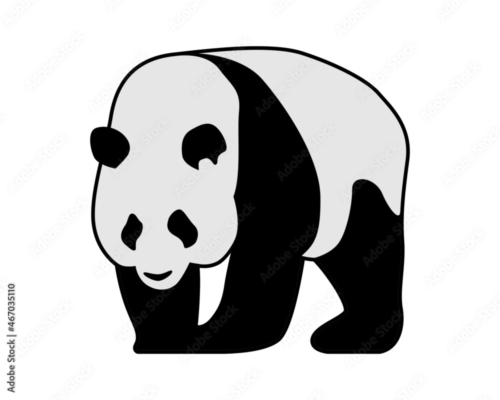 panda full body vector design. Simple panda bear. black and white illustration panda full body vector design. Simple panda bear. black and white illustration