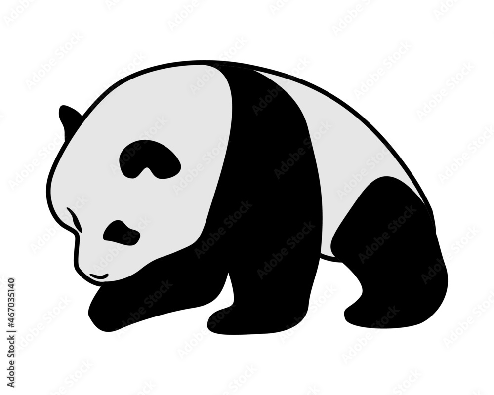 panda full body vector design. Simple panda bear. black and white illustration panda full body vector design. Simple panda bear. black and white illustration