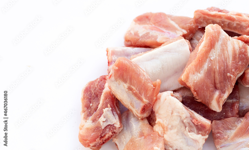 Raw pork ribs isolated on white background