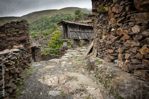 an old community raised granary at Drave village (Covelo de Paivo e Janarde), Municipality of Arouca, Aveiro District, Portugal photo