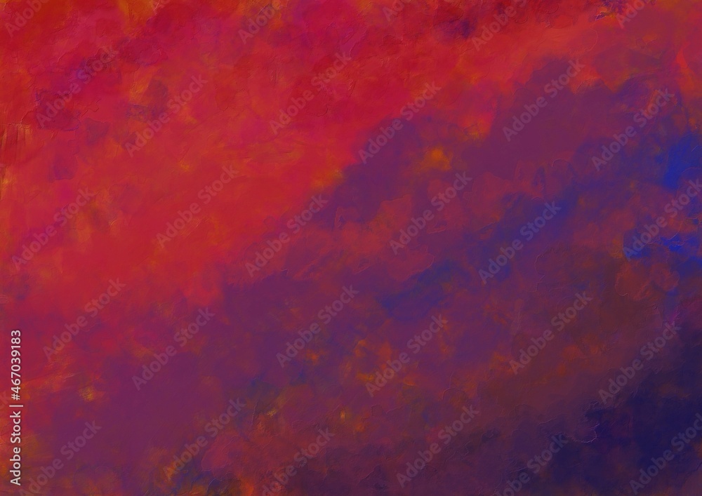 Abstract oil paint background grunge texture with red and blue gradient and brush strokes texture